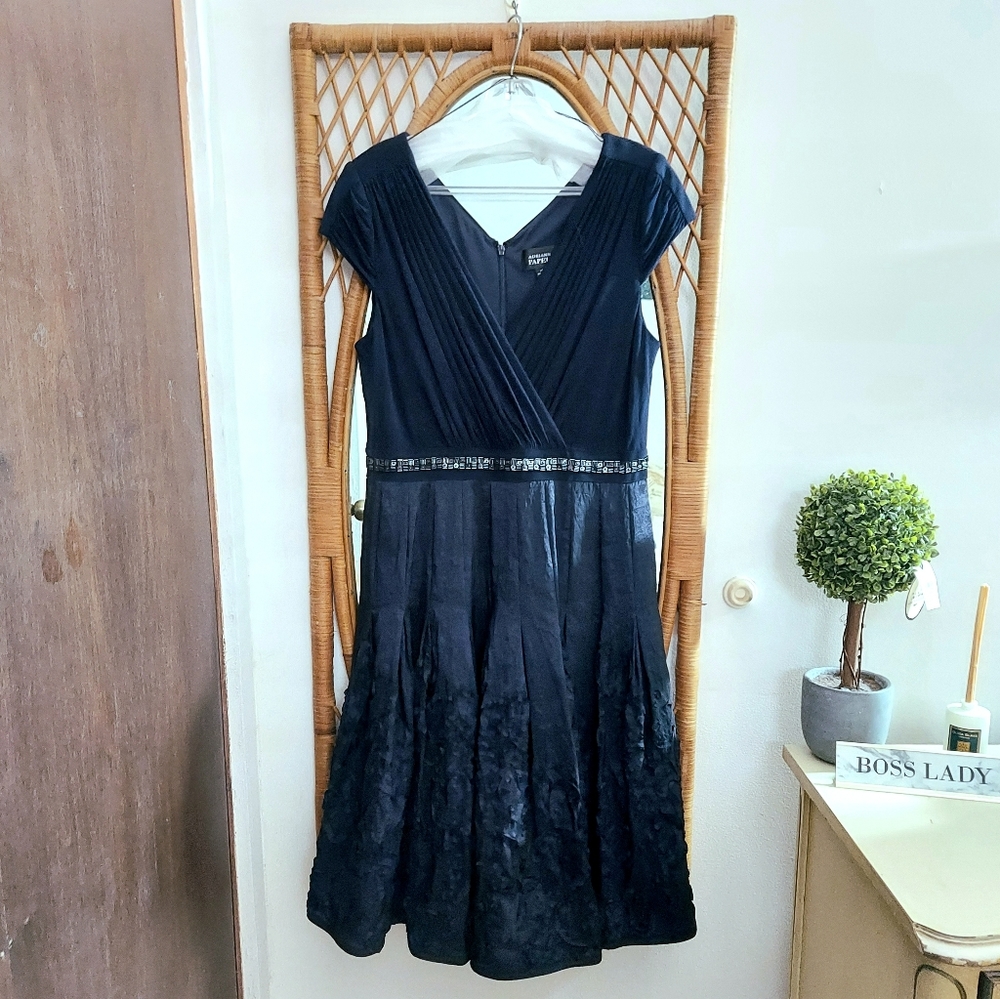 Adrianna Papell A-line Formal Dress, Navy Blue- S12